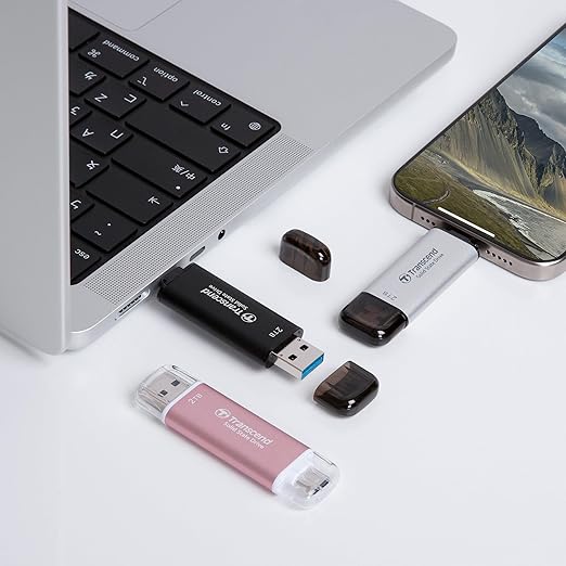 Transcend 2TB External SSD, Up to 1,050MB/s, USB 3.2 Gen 2 Portable SSD, 2-in-1 Type C &Type A, USB Hard Drive for Steam Deck, ROG Ally, MSI Claw, Windows&Mac, iPhone&iPad, Android, PS5&Xbox, Smart TV