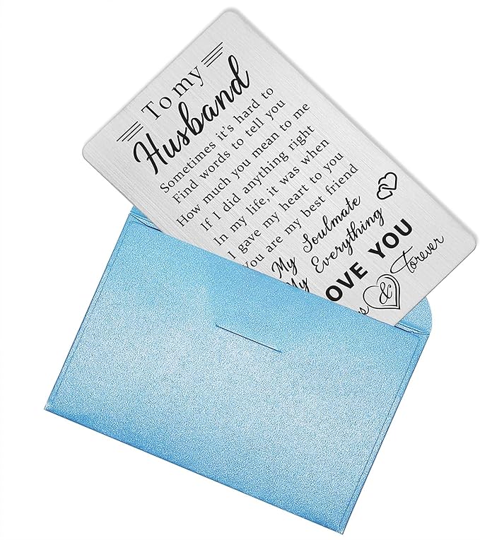 Husband Wallet Card Father‘s Day Gifts from Wife, I Love You Gifts for Him Husband Birthday Card, Unique Wedding Anniversary Presents for Men, Valentines Day