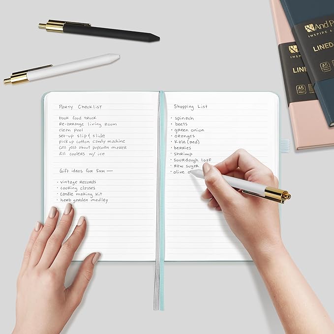 A5 Lined Leather Journal and Pen Set (3 packs), Hardcover Notebook with Pen, 160 Pages 100gsm Thick Ruled Paper for Men Women, for Work, Business, School or Home Writing, 5.7'' x 8'' (Pink)