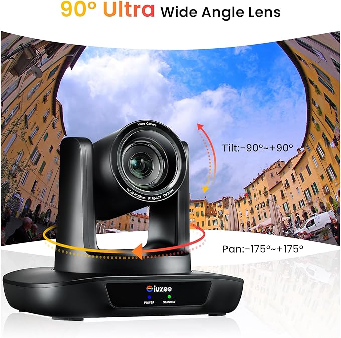 12X Optical Zoom Conference Room Camera USB3.0 HDMI PTZ Camera 1080P 60FPS Wide-Angle for Video Conference Church Live Streaming Meeting Education Works with Zoom Webex OBS YouTube