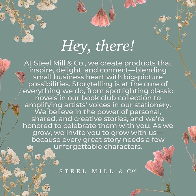 Steel Mill & Co Cute Large Spiral Notebook College Ruled, 11" x 9.5" with Durable Hardcover and 160 Lined Pages, Lilac Floral