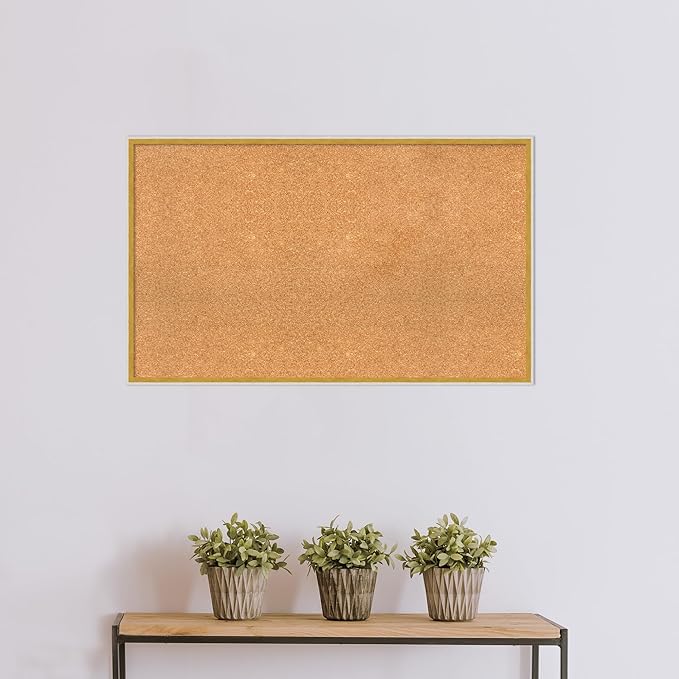 Amanti Art Natural Cork Board for Wall, 25x41 Vision Board with White Frame, Large Corkboard Office Decor for Home Organization, Modern Corkboard Pinboard to Display Items for Home Organization in