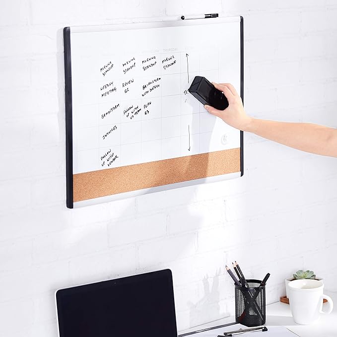 Amazon Basics Dry-Erase Whiteboard Eraser, for School, Office, Home, and Classroom, Black, 8-Pack,