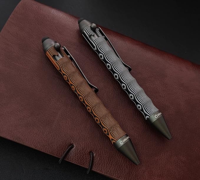 Cool Hand 4.5'' Bolt Action Pens, EDC Ballpoint Ink Refillable, Stylus for Touch Screen, Ergonomic Grip, Hold in Texture with Finger Grooves