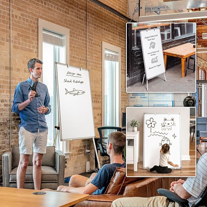 Easel Whiteboard - Magnetic Portable Dry Erase 36 x 24 Tripod Height Adjustable, 3' x 2' Flipchart Easel Stand White Board for Office or Teaching at Home & Classroom (36x24 White)