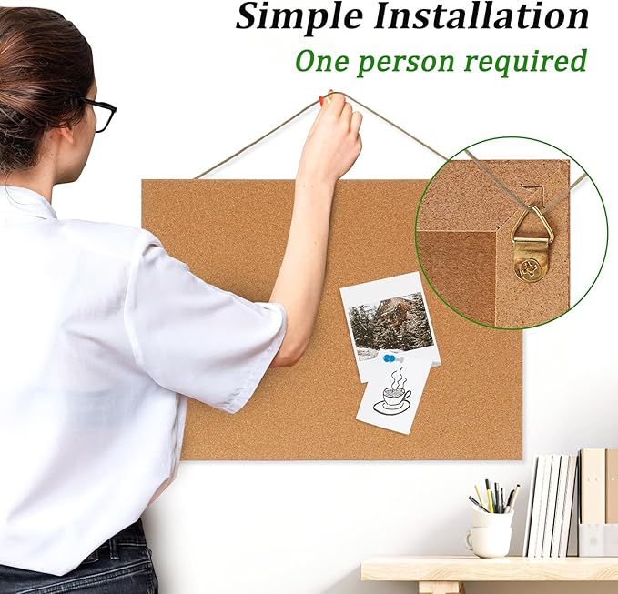 DOLLAR BOSS Magnetic Cork Board, 2 Pcs 16" x 12" Small Cork Bulletin Board 0.7" Thick Frameless Corkboards for Walls Pin Notice Board with 8 Magnets 10 Pushpins for Home Office Kitchen School Decor