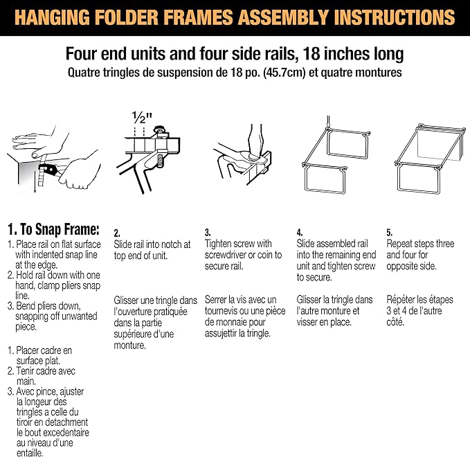 Officemate Hanging File Frame, Letter Size, Adjustable 14 to 18-Inches, 2 Count (Pack of 1),Silver, 91990