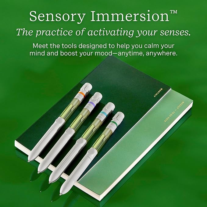 Lifelines Pen Diffuser Set, 2-Pack (Crisp Mountain Air) - 1mm Black Ballpoint Pens with Scented Essential Oil Blends – Aromatherapy Diffuser & Sensory Immersion Diffuse Aroma