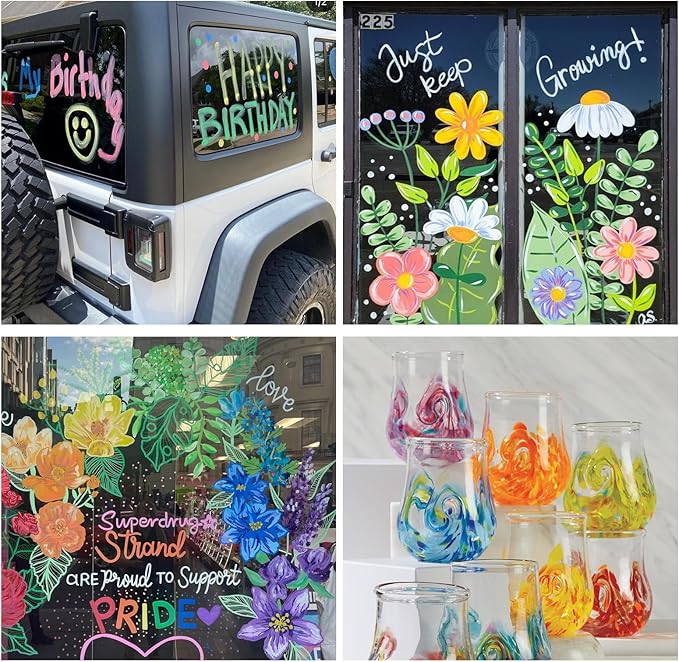 Jumbo Chalk Markers for Windows Washable, 8 Macaron Colors Liquid Chalk Pens Erasable with 10mm Thick Tips for Auto, Glass, Mirror, Poster, Bistro, Blackboard, Car of DIY
