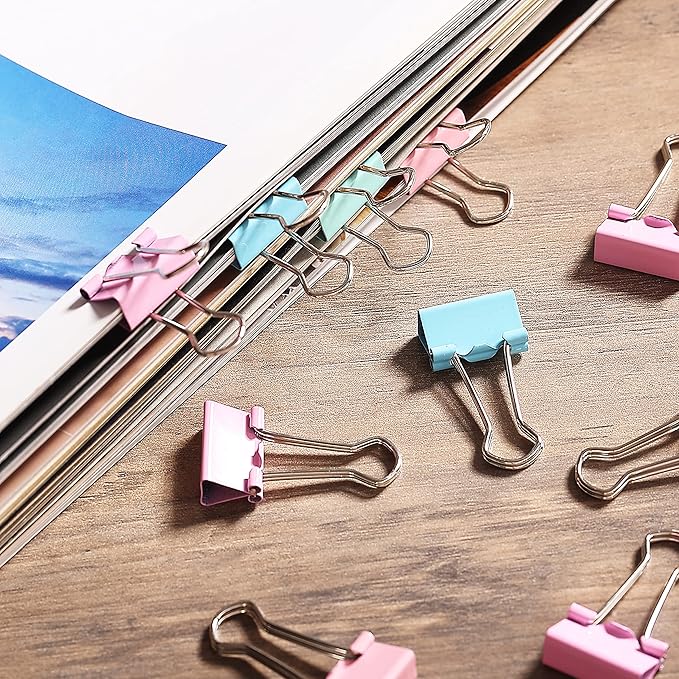 Mr. Pen Pastel Binder Clips, 50 Pack, 0.75 in, Pastel Color, Small Paper Clips, Office Clips