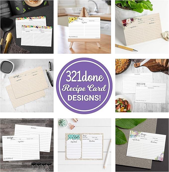 321Done Recipe Cards (Set of 50) 4x6 - Rustic Kraft Tan - From the Kitchen Of - Large Double-Sided Premium for Weddings, Bridal Shower, Baby - Made in USA - Minimalist