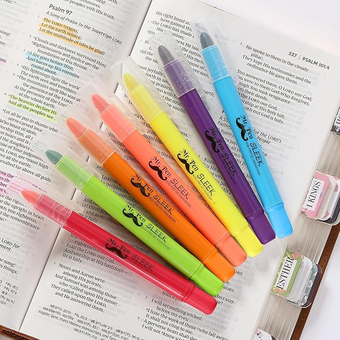 Mr. Pen No Bleed Gel Highlighter, Bible Highlighters, Assorted Colors, Pack of 20, Fluorescent Gel Highlighters