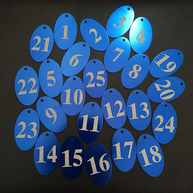 StayMax Aluminum Alloy Oval Number Tag Key Tag with Key Rings