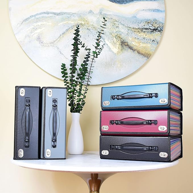 CNK Accordion File Organizer - 36 Pocket Teal Folder with Ergonomic Handle, Double Lock Buckles, Protects Documents, Durable Polypropylene, 8.5 x 11 in