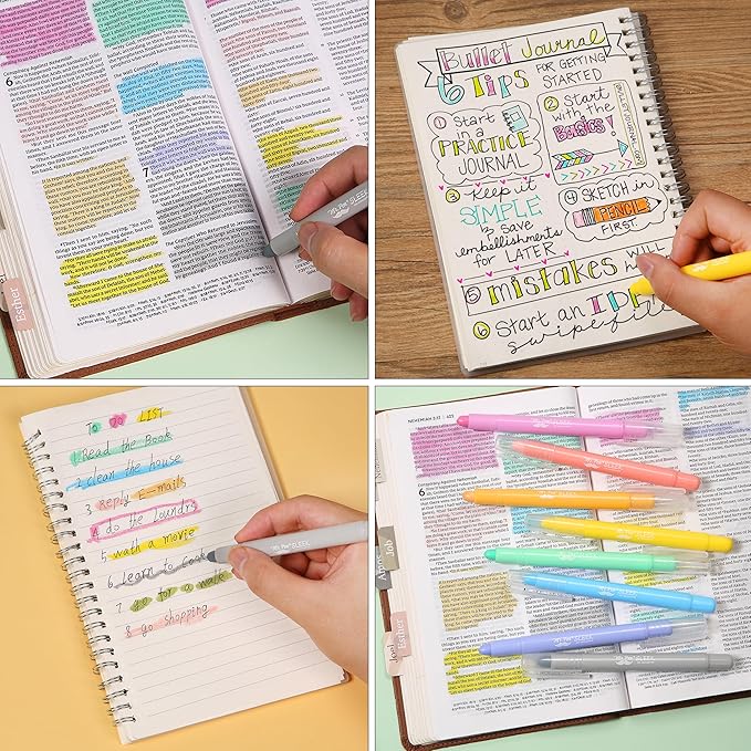 Mr. Pen- Gel Highlighter, 8 Pack, Friendly Colors, Bible Highlighters No Bleed, No Bleed Highlighters, Bible Highlighter, Bible Markers, Gel Highlighters for Bibles, Highlighter