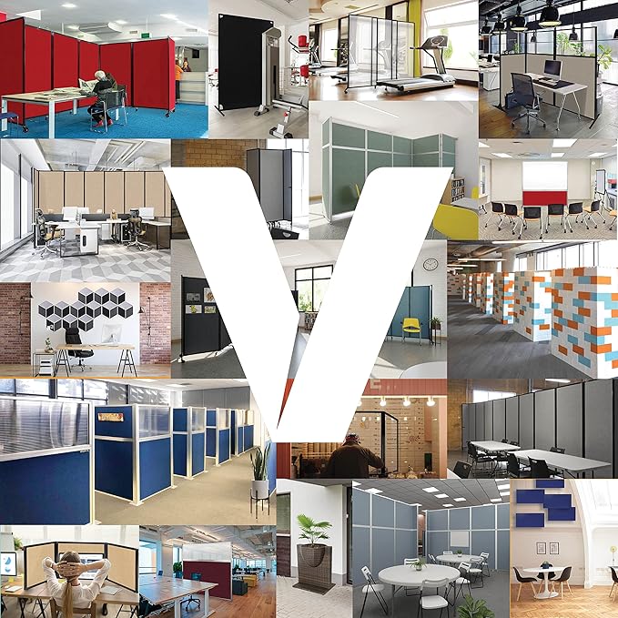Versare Workstation Partition | Portable Wall Divider | Modern Office Cubicle | Free Standing Privacy Screen | Flexible Work Space | 33" x 70" W/Window, Slate Fabric Panels