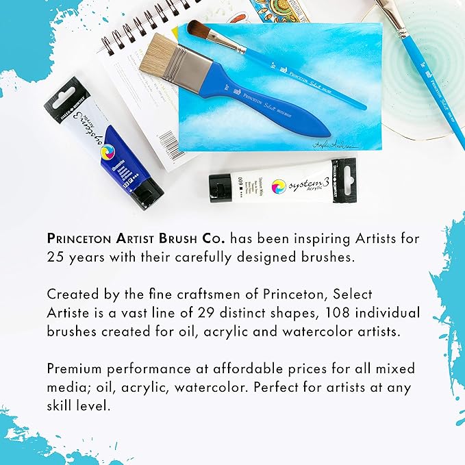 Princeton Select Artiste, Series 3750, Paint Brush for Acrylic, Watercolor and Oil, Set of 6