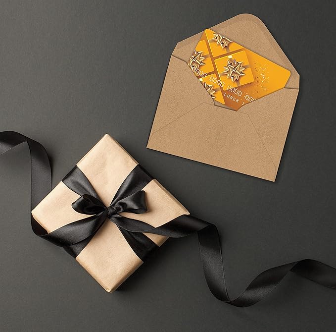 Better Office Products Kraft Invitation Envelopes, 100-Pack, A1 Size (3.625" x 5.12"), Strong 35 lb. Paper, Fits 3.5" x 5" Invitation Cards, RSVP Cards, Photos, Gift Cards (Contoured Gummed Flap)