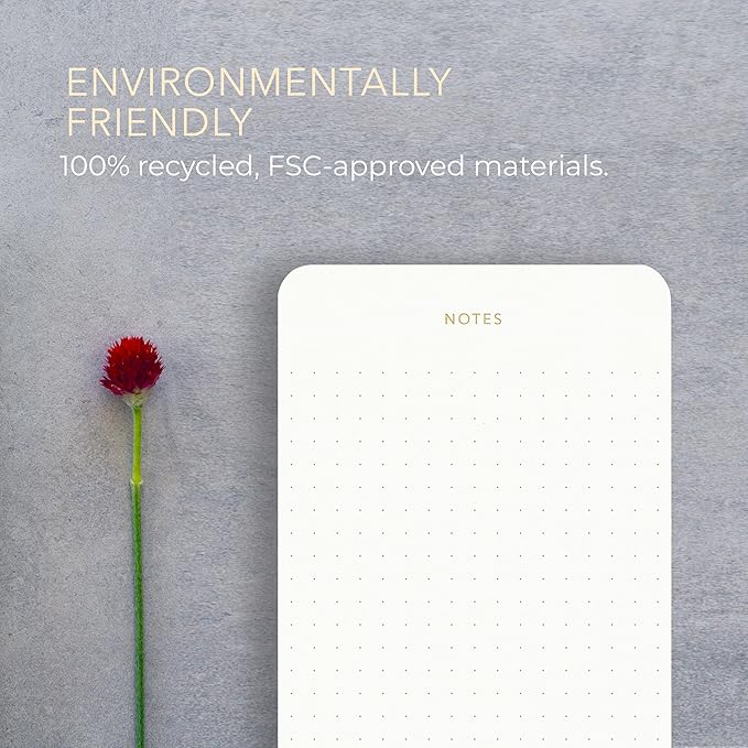 Elegant Desk Notepads for Professionals, Executive's Memo Pads, Minimalist, Gold Foiled, Dotted Layout, 5 Pack, 375 Sheets Total (75 Each), 6.3" x 3.9”, 80 GSM, Eco-friendly, FSC™ Certified