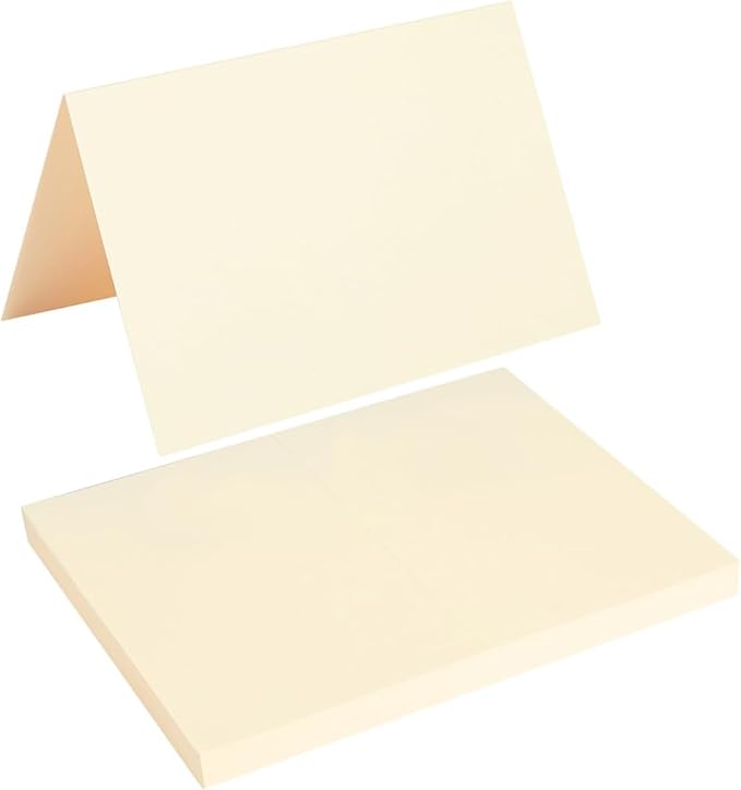 50 Pack Blank Cards Folded Cardstock Thank You Blank Greeting Cards for Invitations, Wedding, Greeting Cards, All Occasion DIY (Cream, 2x3.5)