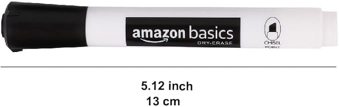 Amazon Basics 12-Pack Low-Odor Chisel Tip Dry Erase Whiteboard Markers, Black