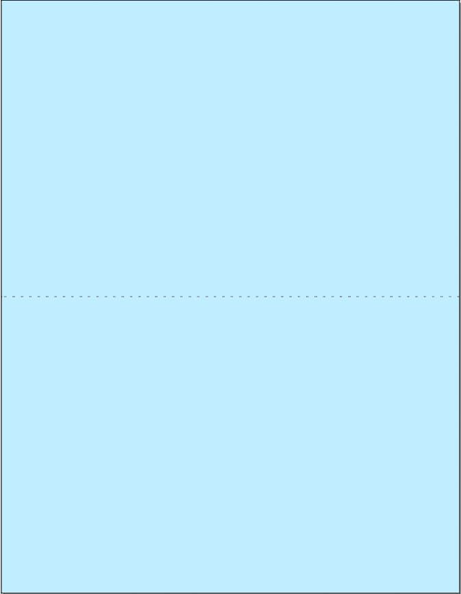 Limited Papers (TM) 8.5x11 Perforated Paper, 20/50 Pound, 75 GSM, Variety of Perforation Sizes and Colors, for Forms, Tickets, Postcards, Business Cards. (Blue, 2 up - horizontal 5.5”)