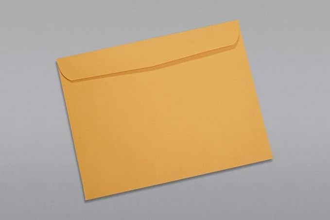 Limited Papers (TM) Booklet Envelopes, (Open Side) Brown Kraft, Gummed Seal, 28 Pound, Heavyweight, For Mailing And More. (500, 10 x 13)