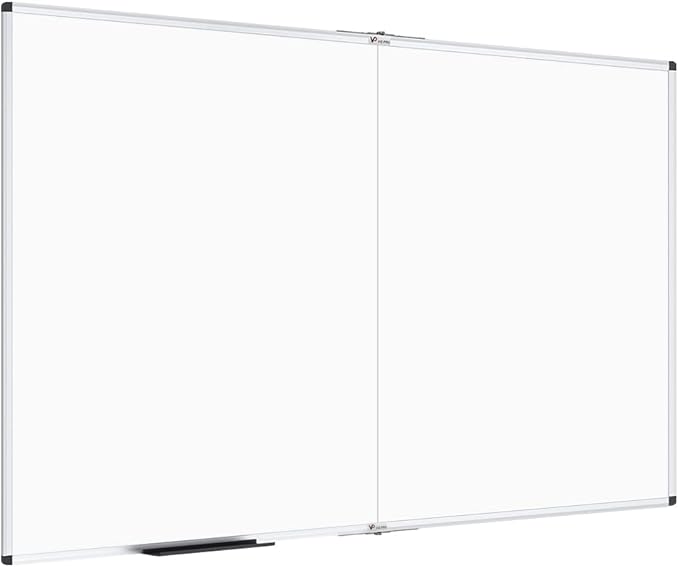 VIZ-PRO Large Dry Erase White Board/Magnetic Foldable Whiteboard, 72 X 48 Inches, Silver Aluminium Frame