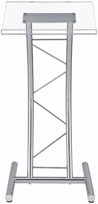 Kingdom KML16CHR Modern Podium, Lectern or Pulpit with Polished Chrome with Large Acrylic Top