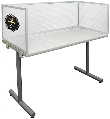 OBEX Polycarbonate Office Desk Mounted Privacy Screen Adjustable Table Top Panel Divider, Universal Aluminum Bracket-USA Made, 18" x 30", Translucent