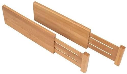 Large Kitchen Drawer Organizer - Expandable Bamboo Drawer Dividers (17" - 21.5") - Adjustable Separators for Kitchen, Clothes, Dresser, Bedroom, Bathroom, and Desk Drawers - 6 Pack