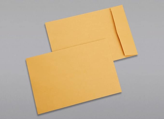 Limited Papers (TM) Booklet Envelopes, (Open Side) Brown Kraft, Gummed Seal, 28 Pound, Heavyweight, For Mailing And More. (250, 6.5 x 9.5)