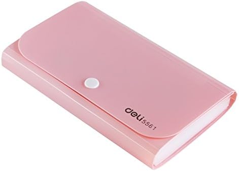 Expanding File Folder, Subdivision Accordion File Folder Mini Organizer PP Wallet for Cards,Coupons,Receipt,Tax Item or Changes,7x4.5 Inches,12 Pockets with Tabs and Check Case(Pink)