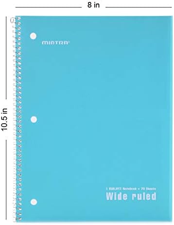 Mintra Office Spiral Notebooks (Poly Cover - Wide Ruled, 24pk (4-6pks))