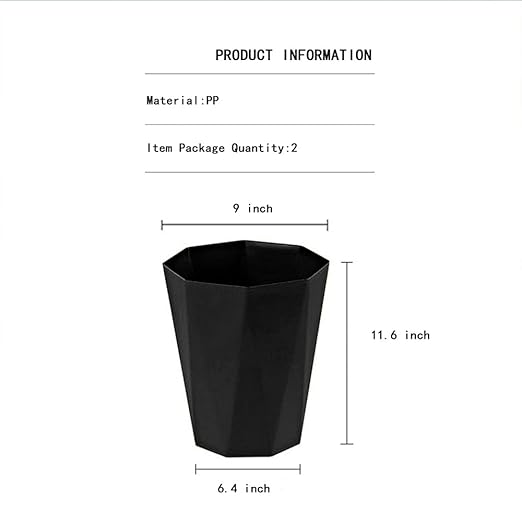 Small Trash Can 2.6 Gallon Bathroom Garbage Can Waste Basket Recycling Bin for Toilets Dorms Kitchens, Black