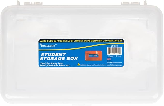 Craft County | Transparent Pencil Box | Colored Utility Box Storage Office Supplies Organizer | Clear