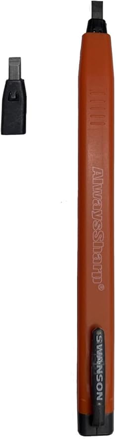Swanson Tool Co CP216 AlwaysSharp Refillable Mechanical Carpenter Pencil, Two Pack, with 8 More Replacement Black Graphite Tips