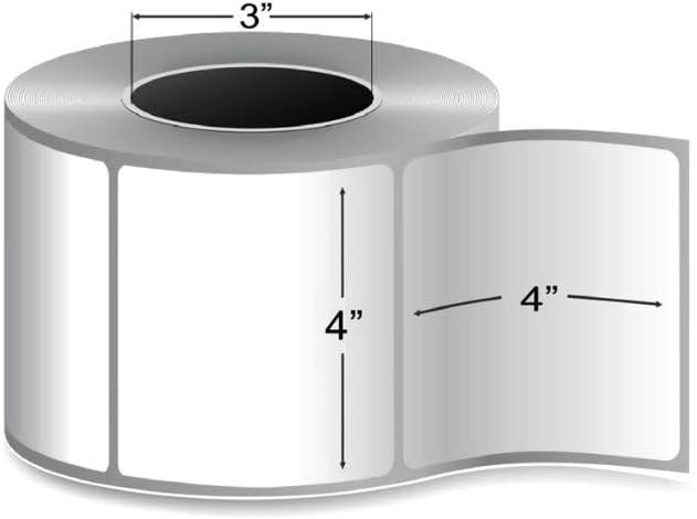 PSBM Thermal Transfer Labels, 4x4 Inch, 4 Rolls, 1475 Labels/Roll, 3 Inch Core, Perforated, Must Have Thermal Ribbon (Not Included)