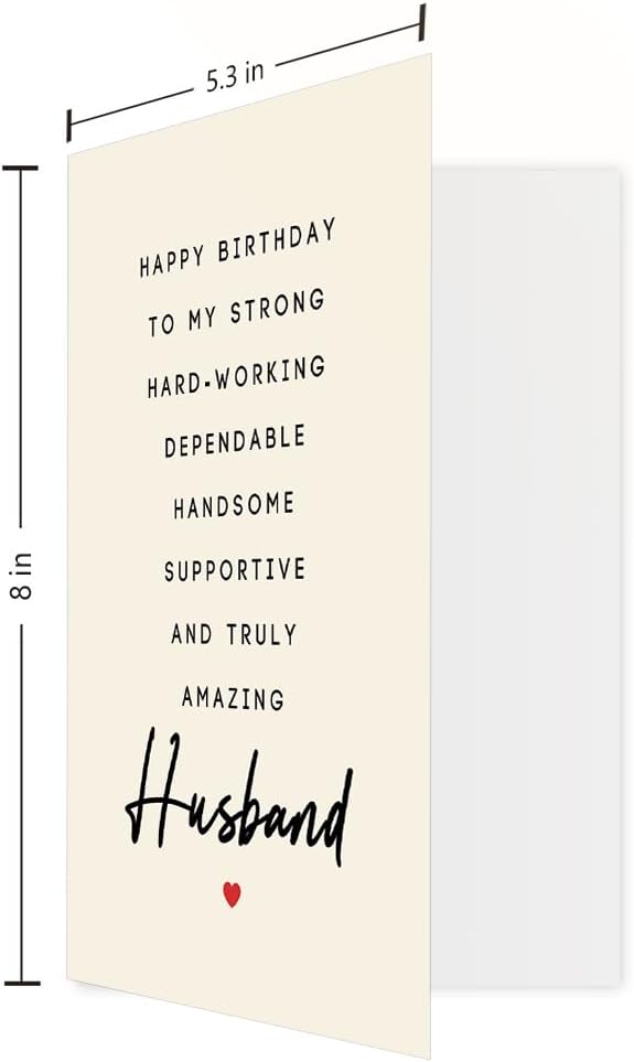 Sweet Birthday Gift for Husband - Romantic & Thank You Card