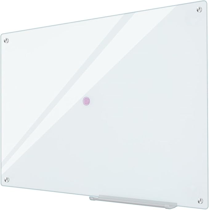Glass Whiteboard Magnetic Dry Erase White Board 4'x 3' Framless White Surface