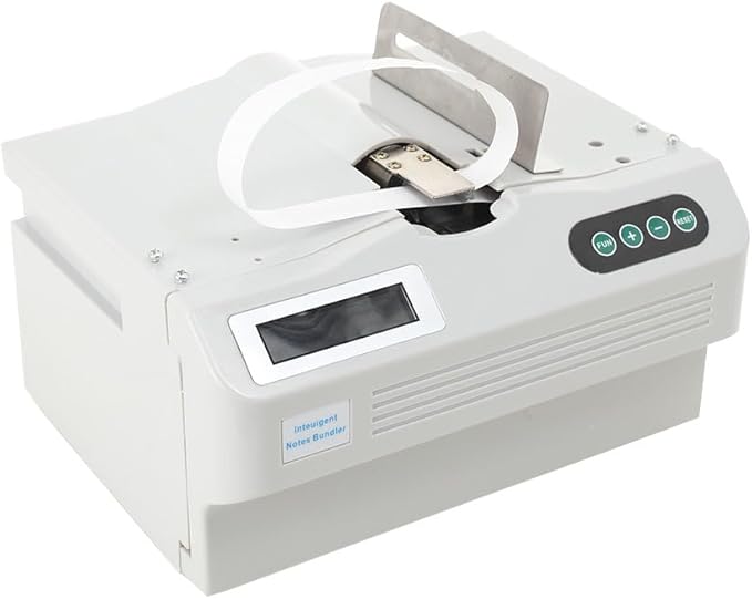 Intelligent Banknote Bundling Machine Currency Strapping Tool Currency Bundle Strapping for Bank Automatic Small Cross Binding Machine Paper Tape Money Strapping Bundling Money Packer 110V