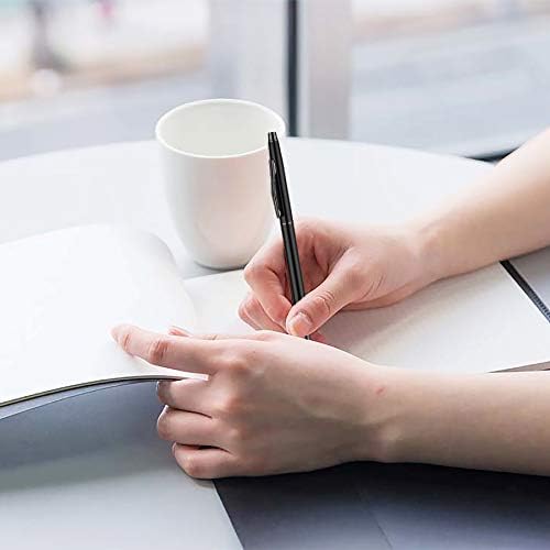 Unibene Slim Metallic Retractable Ballpoint Pens - Matte Black, Nice Gift for Business Office Students Teachers Wedding Christmas, Medium Point(1 mm) 6 Pack-Black ink