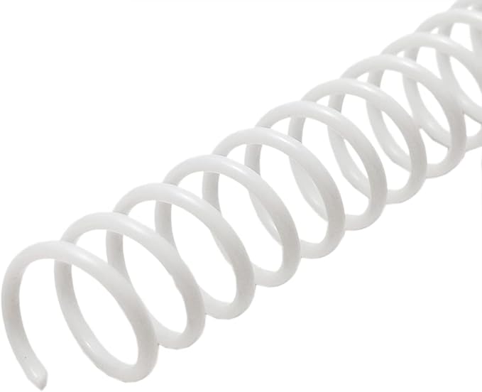 Rayson 14.3mm Plastic Spiral Coil Binding 3:1 Pitch, 9/16inch, 115 Sheets Capacity White Coil Binding Spines - Versatile for Office and Educational Tasks, Pack of 100