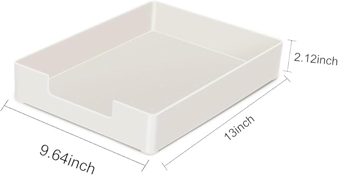 Letter-Size Desk Drawer Organizer, A4 Plastic Paper Tray, Stackable File Holder for Office, School, Home Storage (White)