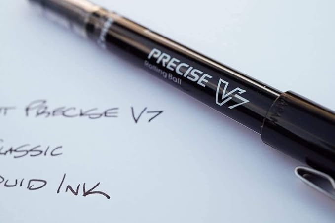 Precise V7 Stick Rolling Ball Pens, Fine Point (.7mm), Assorted Colors Black/Blue/Red Ink, 3-pk; Bundle with Plastic Reusable Pouch