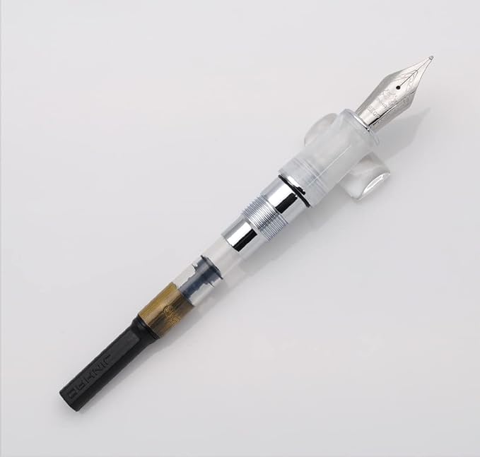 JINHAO 100 Fountain Pen with Ink Converter (Medium Nib 0.7mm, Snow White with Silver Clip)