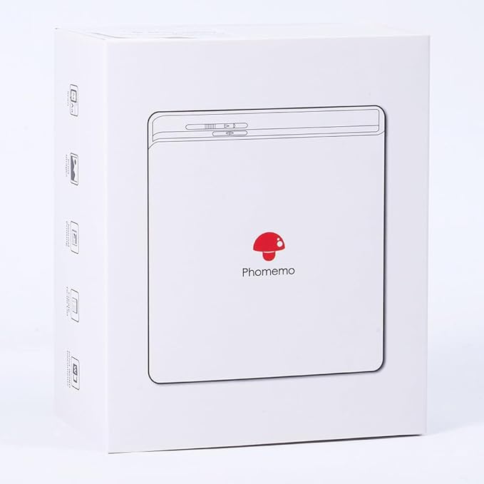 Phomemo Mini Sticker Printer- Mini Printer Sticker Maker Machine M02, Print Pods Suitable for Creative DIY, Diaries, Photos, Study Notes, Portable Thermal Inkless Label Maker for Home/Travel, White