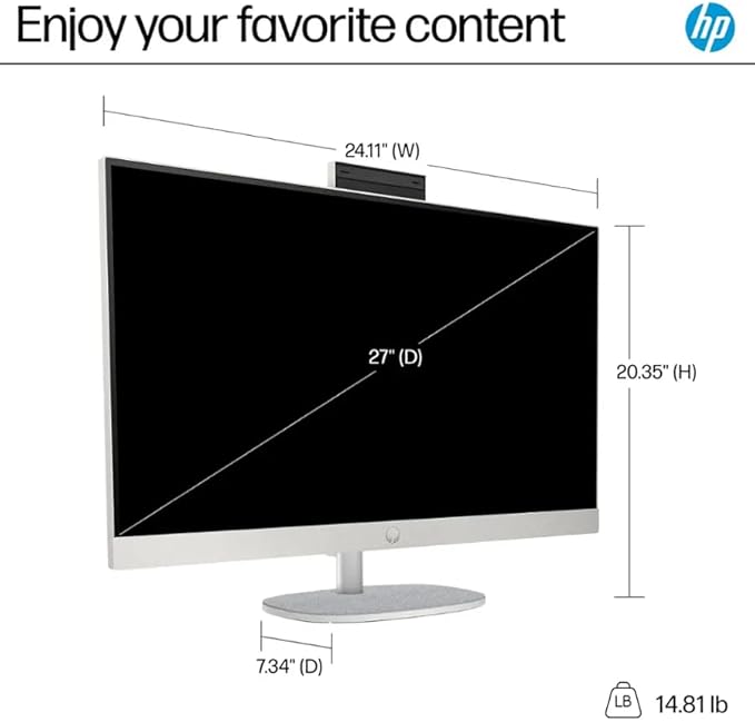 HP 27" FHD All-in-One Computer, 12-Cores Intel Core Ultra 7, 16GB DDR5 RAM 1.5TB Storage (1TB SSD+512GB Docking Station Set), Windows 11 Pro with Microsoft Office Included, White
