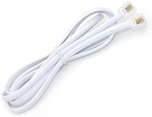 Telephone Extension Cable, 5ft/1.5m Phone Modem Cable with Wire RJ11 Male to RJ11 Male 6P4C Modular Plug for Landline, Telephone, Fax Machine (White)