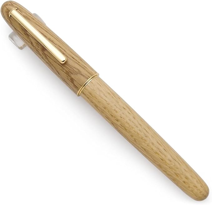 JINHAO 9036 Natural Wood Fountain Pen Handmade Ink Pen (Medium Nib 0.7mm, Oak Wood)